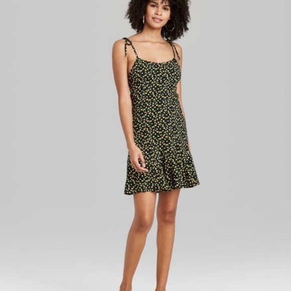 wild fable Dresses & Skirts - Lemon Print Tie-Back Mini Dress